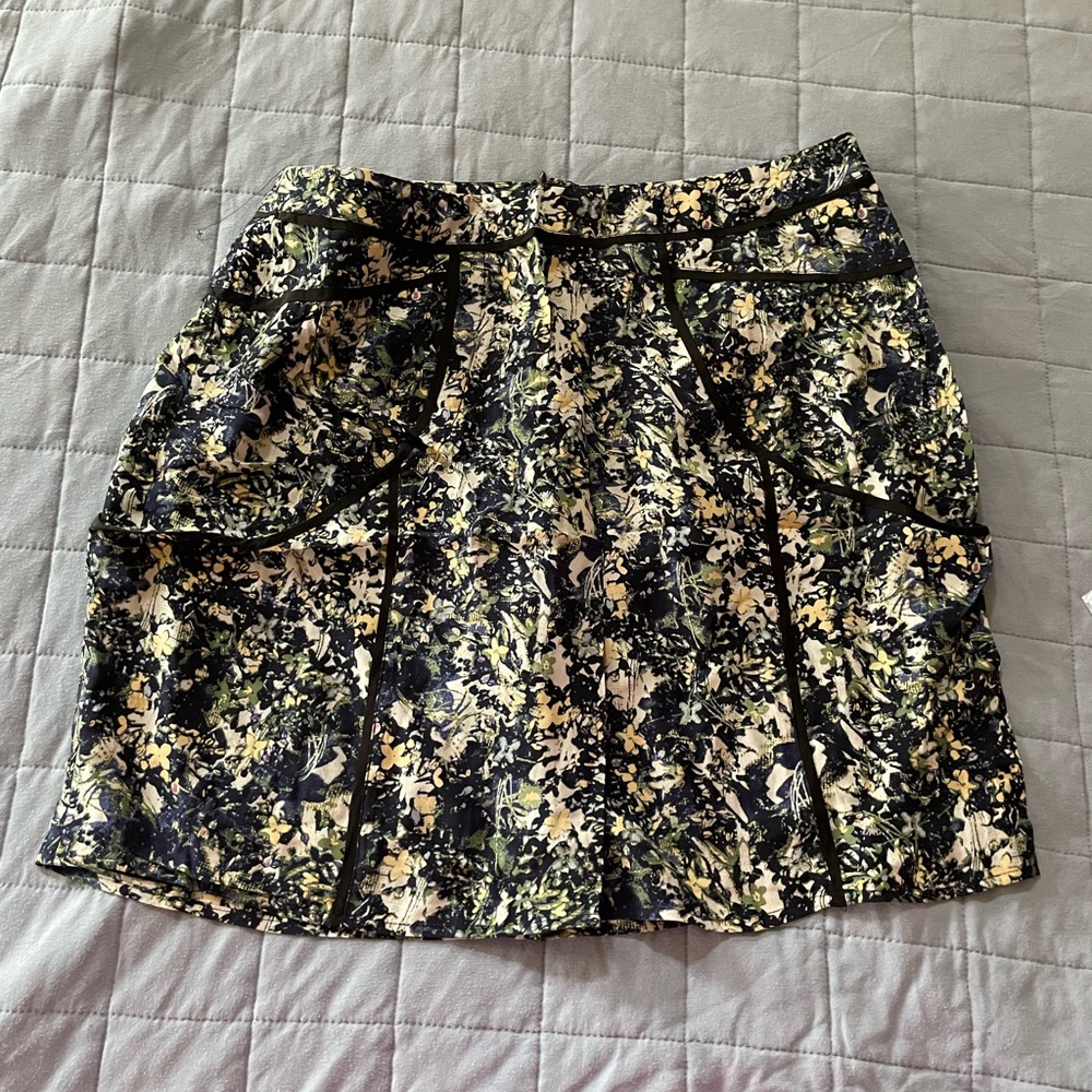 Anthropologie Lilu Floral Silk Mini Skirt